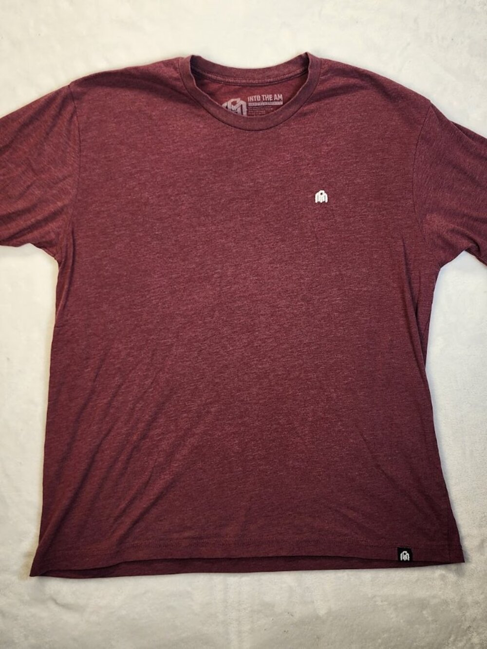 INTO THE AM Mens Heathered Red Short Sleeve White Logo T-Shirt Soft Material